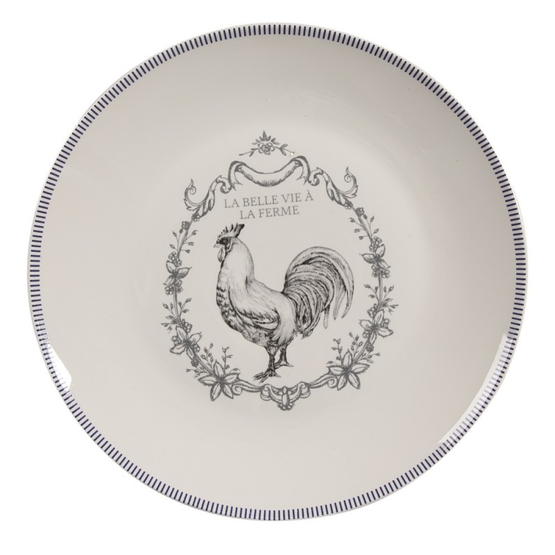Porcelánový dezertní talíř s kohoutem Devine French Roster - Ø 20cm Clayre & Eef