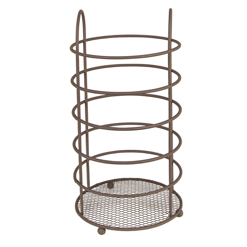 Hnědý drátěný ozdobný košík na příbory nebo vařečky - Ø 12*18/22 cm 6Y5254