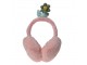 Růžové dětské chlupaté klapky na uši s kytičkou