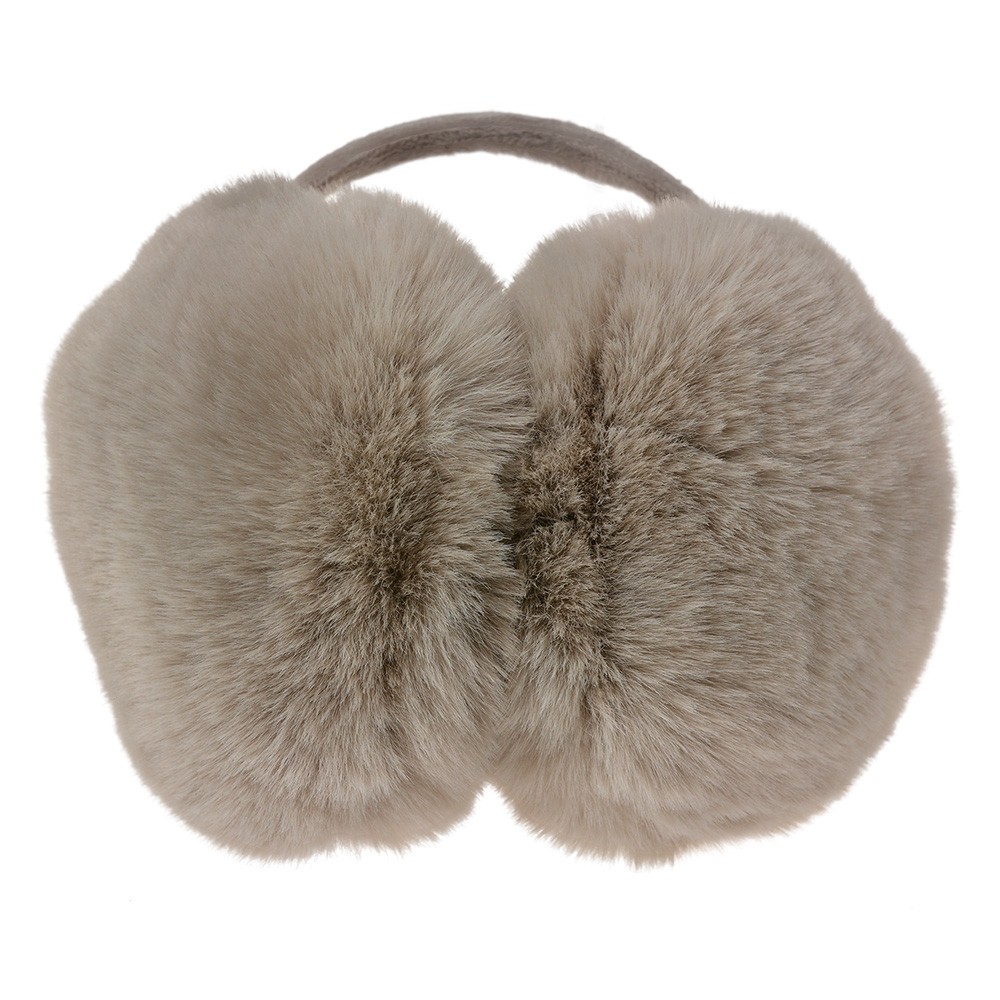Levně Béžové dámské chlupaté klapky na uši - one size JZEW0003BE