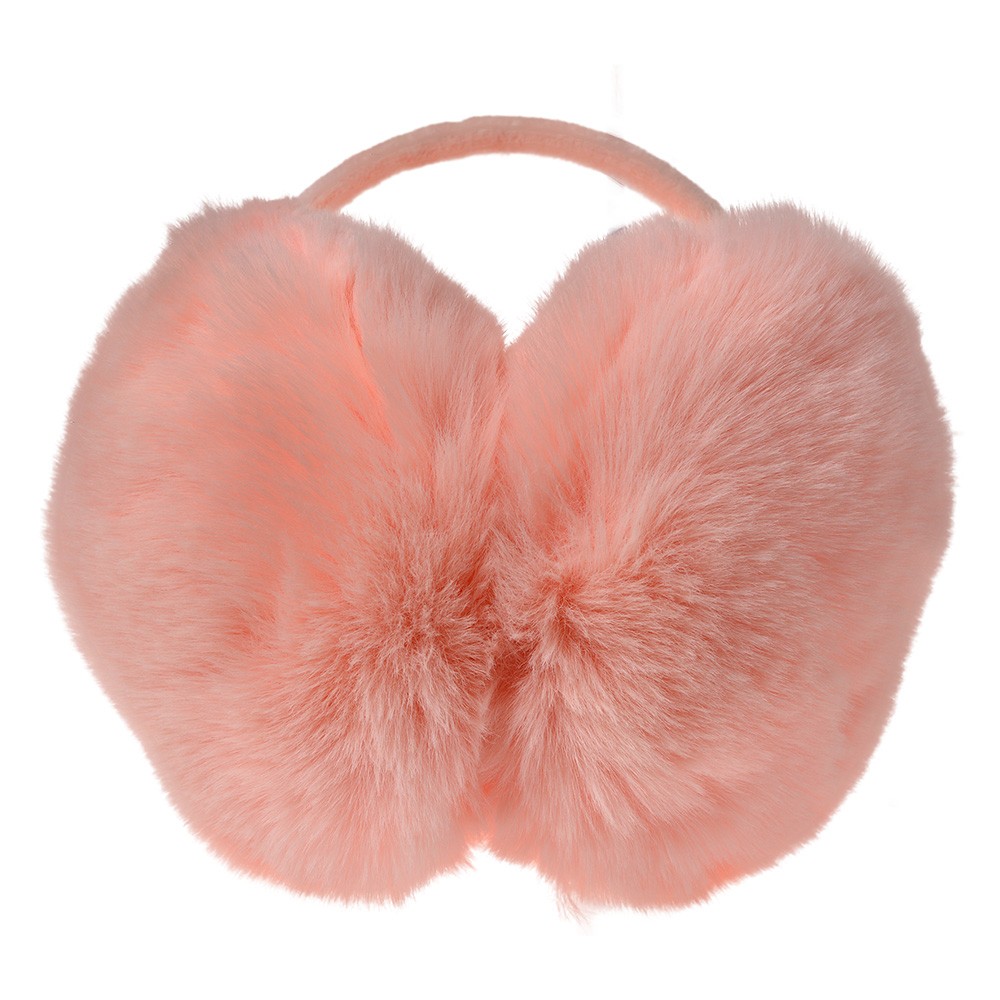 Světle růžové chlupaté klapky na uši - one size JZEW0003LP