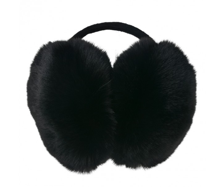 Černé chlupaté dámské klapky na uši - one size