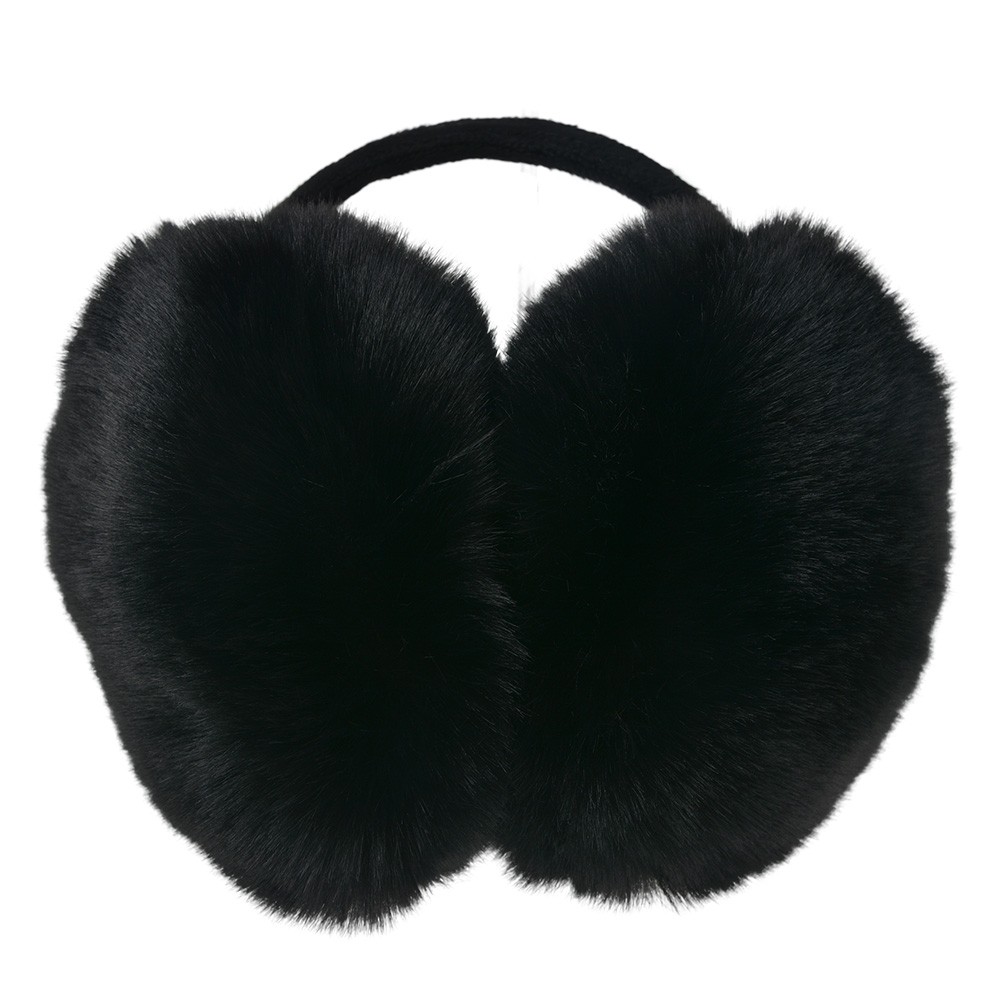 Černé chlupaté dámské klapky na uši - one size JZEW0003Z