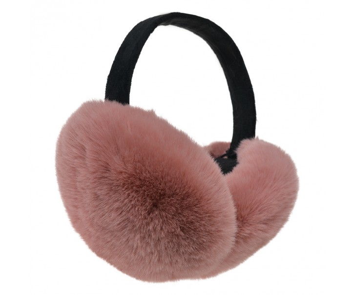 Růžové chlupaté klapky na uši - one size