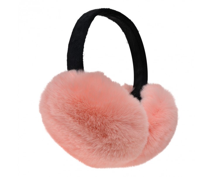 Světle růžové chlupaté klapky na uši - one size