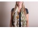 Béžový dámský šátek s barevným vzorem - 90*180 cm