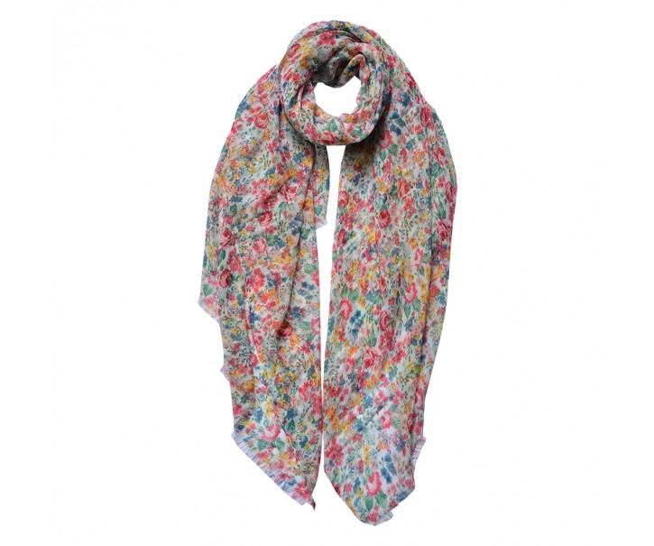Dámský šátek s barevnými květy - 90*180 cm