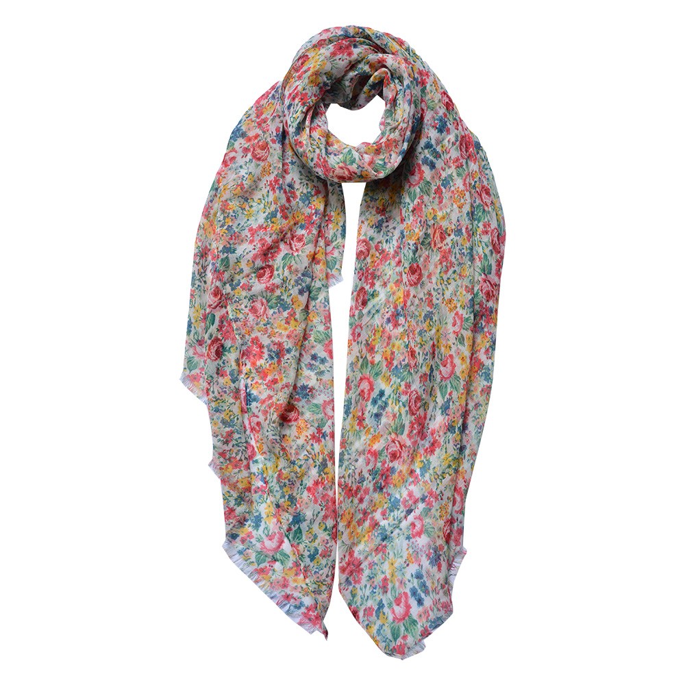 Dámský šátek s barevnými květy - 90*180 cm Clayre & Eef