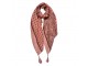 Růžovo-červený dámský šátek se vzorem a střapci- 90*180 cm