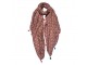 Hnědý dámský šátek s ornamenty a střapci- 90*180 cm