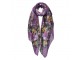 Fialový dámský šátek s květy - 90*180 cm