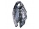 Černo-šedý dámský šátek s motivem - 90*180 cm