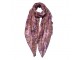 Růžový dámský šátek s květy - 90*180 cm