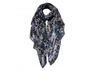 Černo-šedý dámský šátek s květy - 90*180 cm