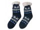 Tmavě modré teplé pletené ponožky s jeleny - one size