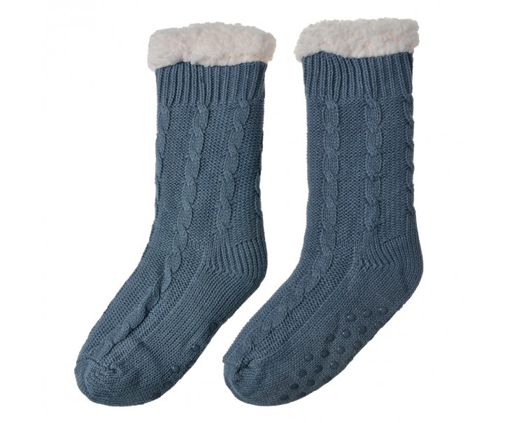 Modré teplé pletené ponožky - one size