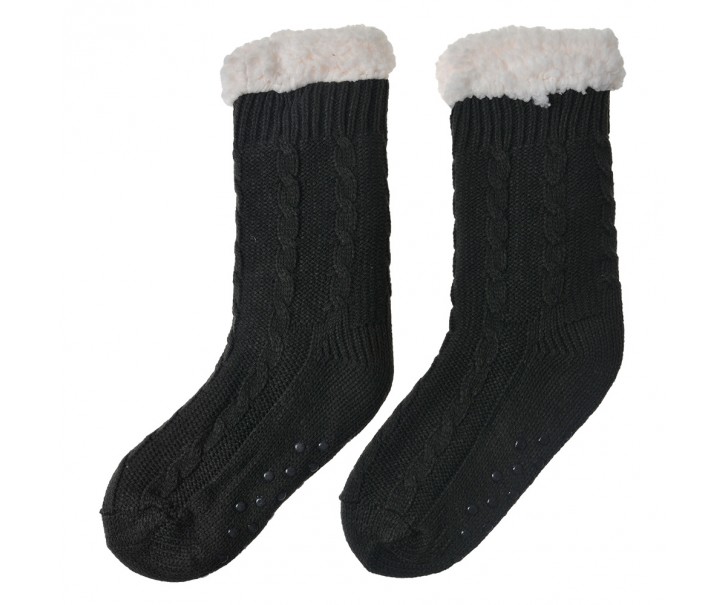 Šedé teplé pletené ponožky - one size