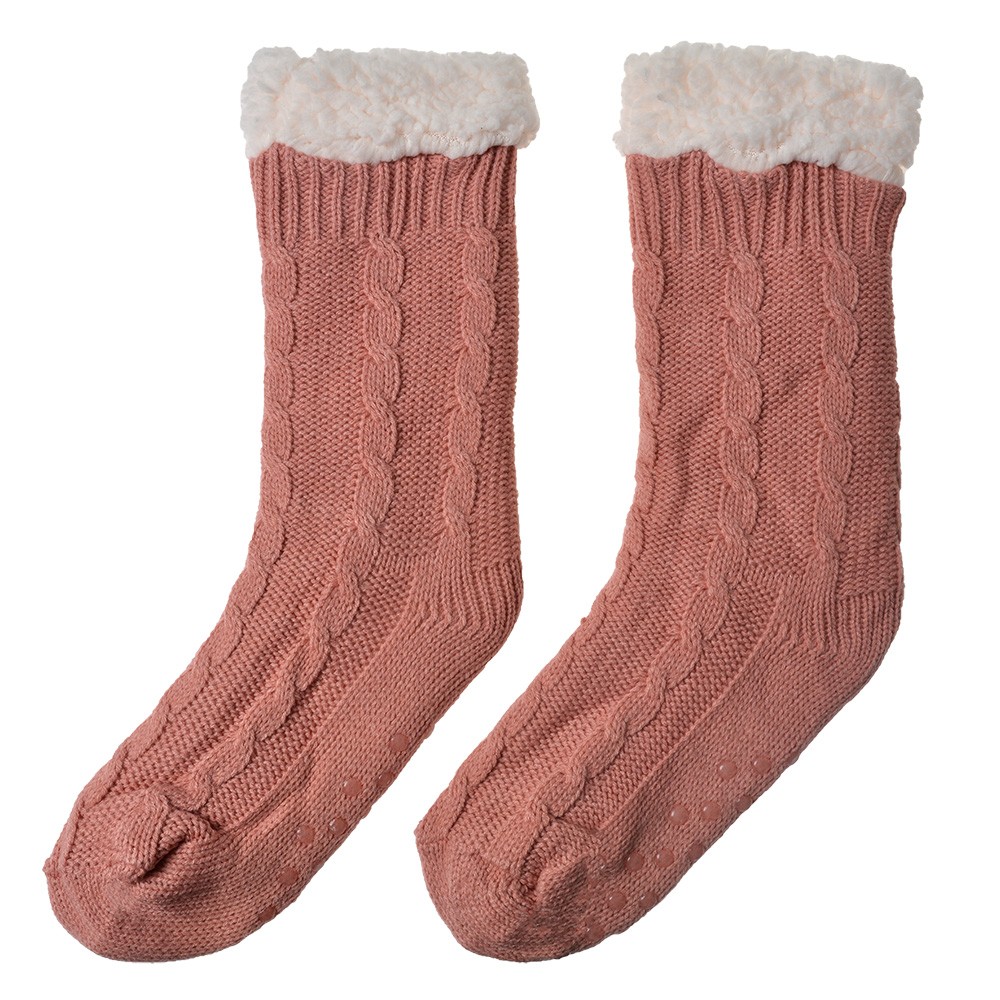 Růžové teplé pletené ponožky - one size Clayre & Eef