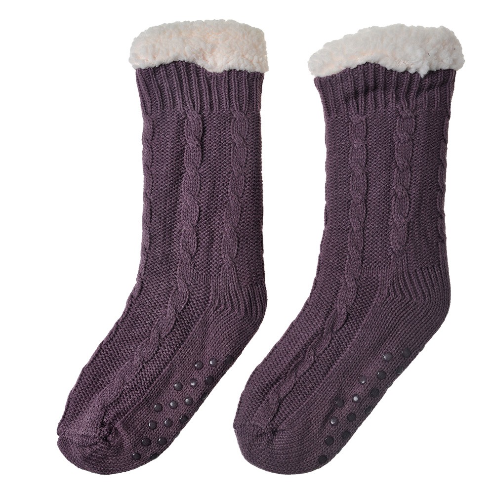 Fialové teplé pletené ponožky - one size JZSK0022PA