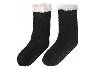 Černé teplé pletené ponožky - one size