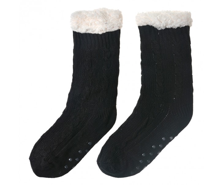 Černé teplé pletené ponožky - one size