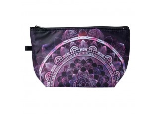Černá dámská toaletní taška s fialovým ornamentem - 22*13*18 cm