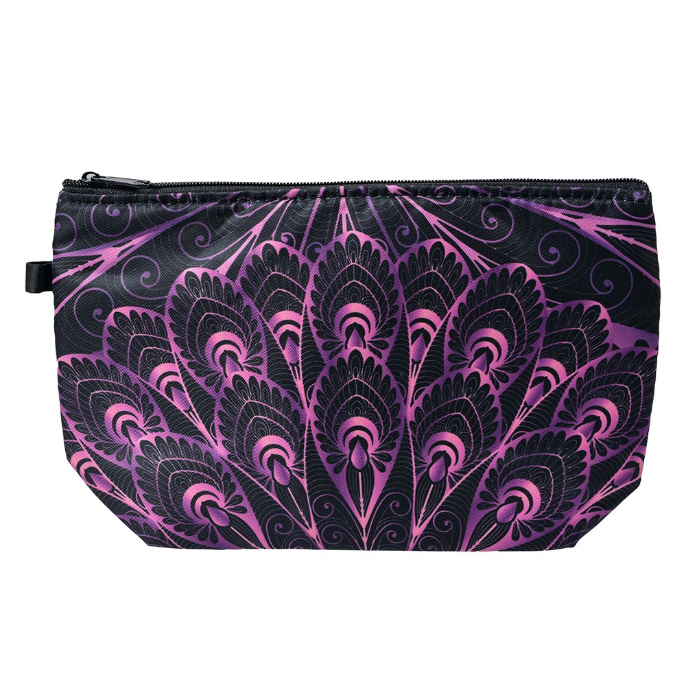 Černá dámská toaletní taška s fialovými pery - 22*13*18 cm Clayre & Eef