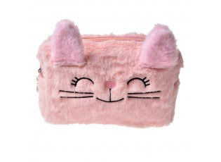 Růžová dámská toaletní taška kočička Meow - 18*8*10 cm