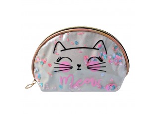 Béžová dámská toaletní taška kočička Meow - 22*8*14 cm