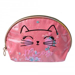 Růžová dámská toaletní taška kočička Meow - 22*8*14 cm