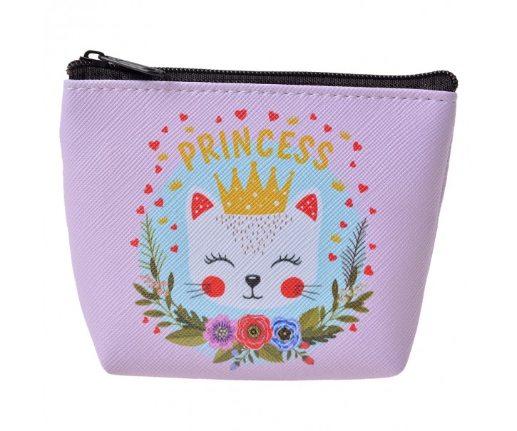 Růžová peněženka / taštička s kočičkou Princess - 10*8cm