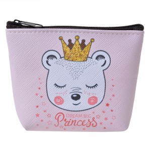 Růžová malá peněženka / taštička s medvídkem Princess - 10*8 cm