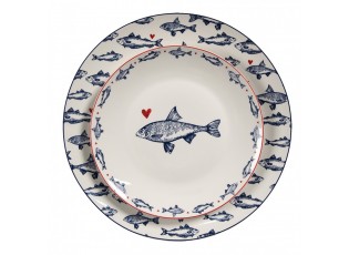 Porcelánový dezertní talíř s rybkami Sun Sea And Fish - Ø 20*2cm