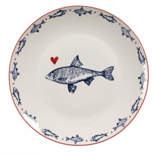 Porcelánový dezertní talíř s rybkami Sun Sea And Fish - Ø 20*2cm