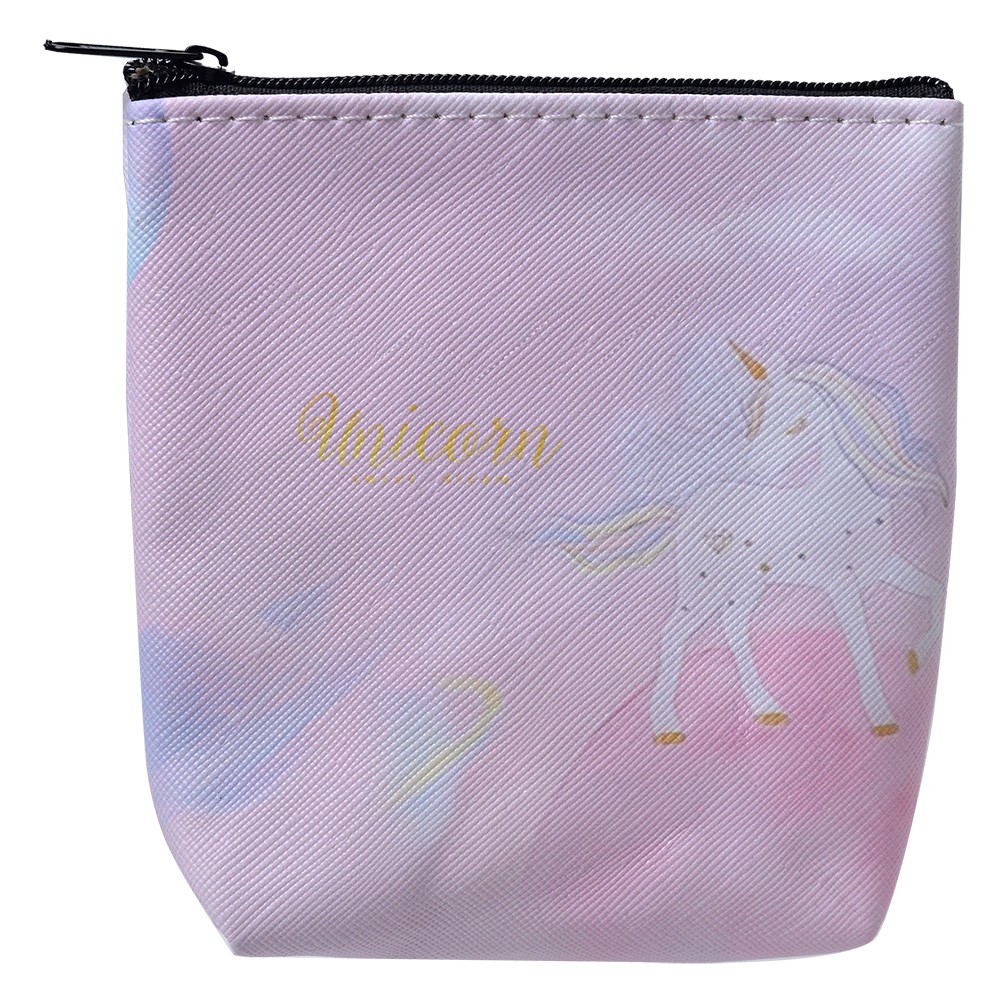 Růžová malá peněženka / taštička s jednorožcem Unicorn I - 11*11 cm Clayre & Eef