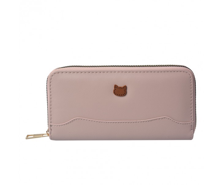 Růžová peněženka se siluetou kočičky - 19*10 cm