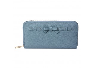 Modrá peněženka s mašličkou - 19*10 cm