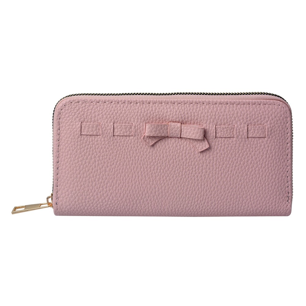Růžová peněženka s mašličkou - 19*10 cm Clayre & Eef