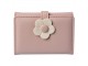 Lososově růžová peněženka s béžovou kytičkou - 10*8 cm
