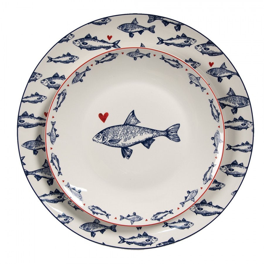 Porcelánový jídelní talíř s rybkami Sun Sea And Fish - Ø 26*2cm