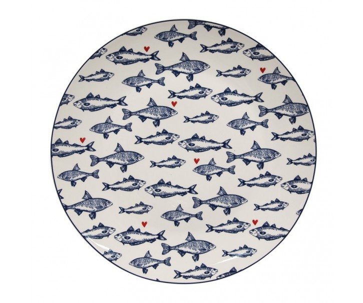 Porcelánový jídelní talíř s rybkami Sun Sea And Fish - Ø 26*2cm