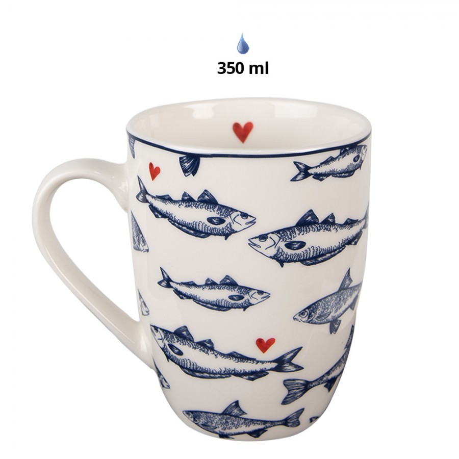 Porcelánový hrnek s rybkami Sun Sea And Fish - 12*8*10cm/ 350ml