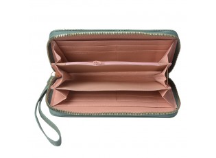 Tyrkysově zelená peněženka se zlatou kovovou mašlí - 19*10 cm