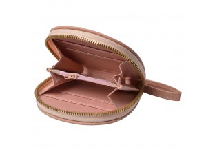Malá lososově růžová peněženka se zlatou kovovou mašlí - 11*10 cm