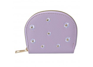 Malá světle fialová peněženka s kytičkami - 12*9 cm