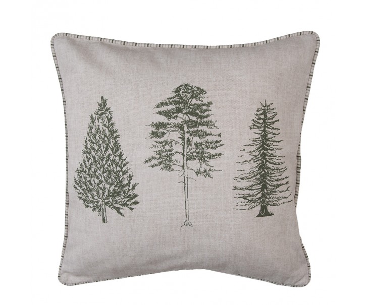Béžový bavlněný povlak na polštář se stromky Natural Pine Trees - 40*40 cm