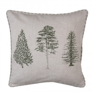Béžový bavlněný povlak na polštář se stromky Natural Pine Trees - 40*40 cm