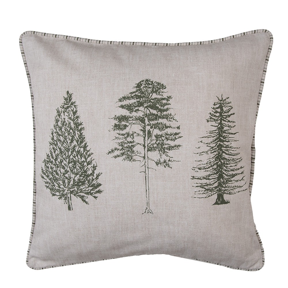 Béžový bavlněný povlak na polštář se stromky Natural Pine Trees - 40*40 cm