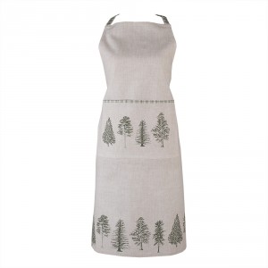 Béžová bavlněná zástěra se stromky Natural Pine Trees - 70*85 cm