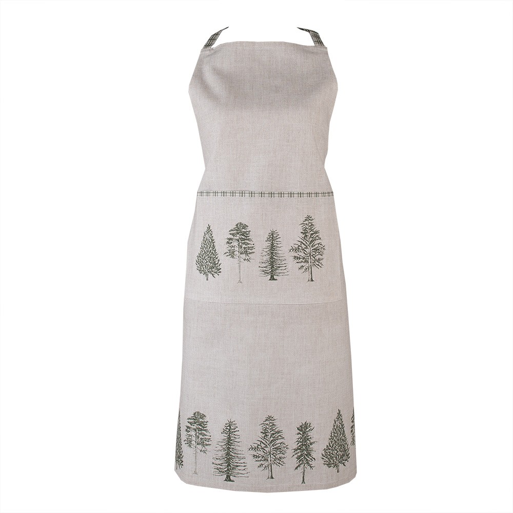 Béžová bavlněná zástěra se stromky Natural Pine Trees - 70*85 cm